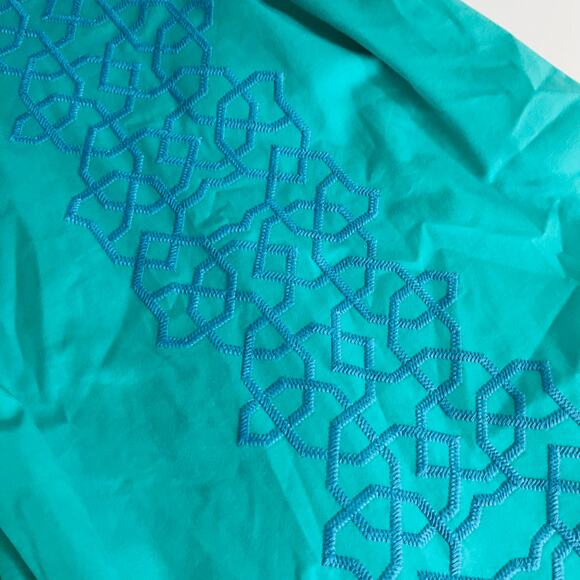 Garnet Hill Green Embroidered Sleeveless Sheath Dress Size 6 - Picture 3 of 9